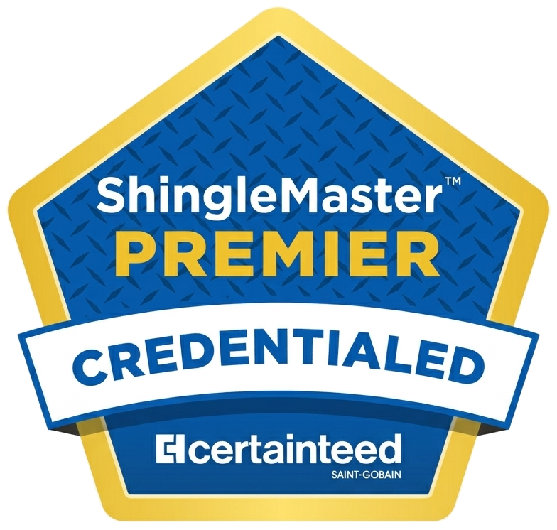 CertainTeed ShingleMaster Premier Credentialed badge for Invictus, a certified roofing contractor