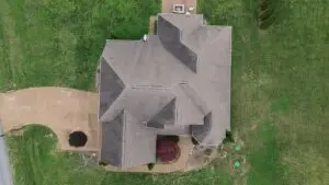 Overhead view of a house roof